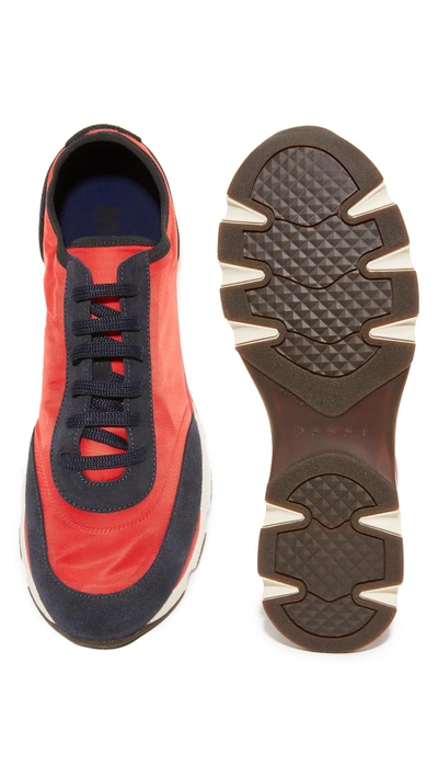 Shop Marni Nylon Runners In Red/blue