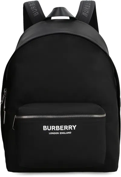 Burberry Technical Fabric Backpack With Logo In Black