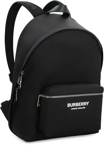 Burberry Technical Fabric Backpack With Logo In Black