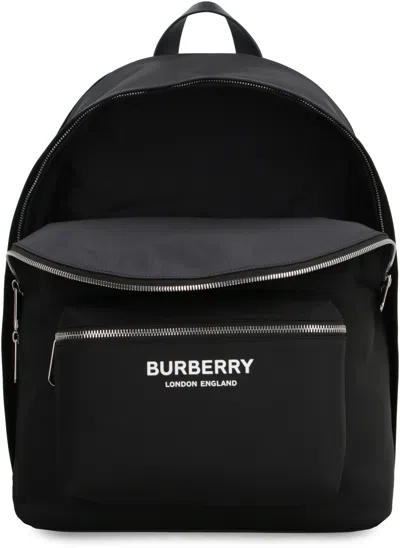 Burberry Technical Fabric Backpack With Logo In Black