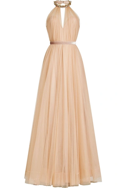 Jenny Packham Floor Length Gown With Embellishment In Beige