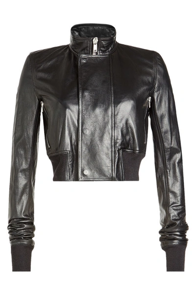 Rick Owens Leather Jacket In Black