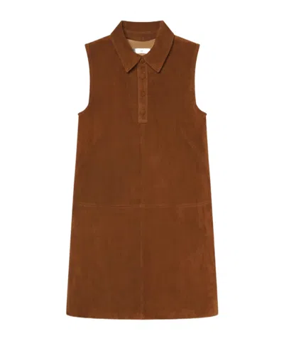 Frame The Suede City Shift Mini Dress In Brown