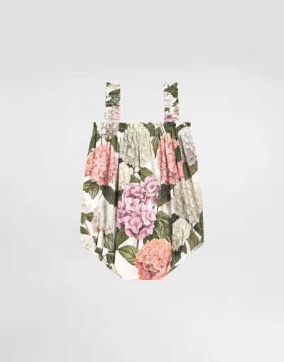 Dolce & Gabbana Hydrangea-print Poplin Romper In Multi