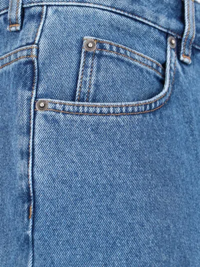 Loewe Denim Trousers Belt Loops Embroidered Back Pockets In Blue