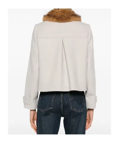 Bash Terry Button-fastening Coat In Neutral