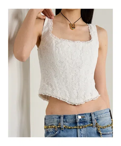 Loveshackfancy Lorelai Crochet Short Top In White