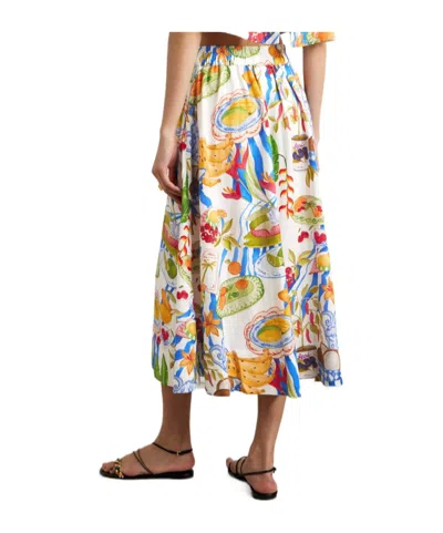 Farm Rio Fresh Table Patterned Midi Skirt In Multi