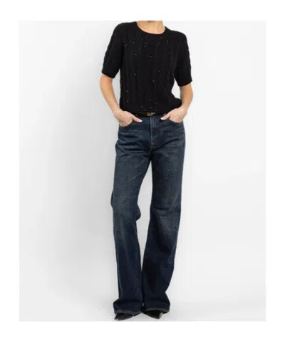 Frame The Sequin Gathered Sweater In Black
