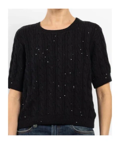 Frame The Sequin Gathered Sweater In Black