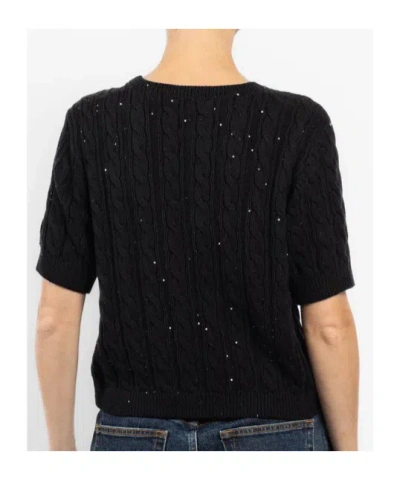 Frame The Sequin Gathered Sweater In Black