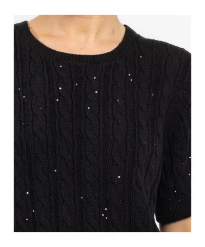 Frame The Sequin Gathered Sweater In Black