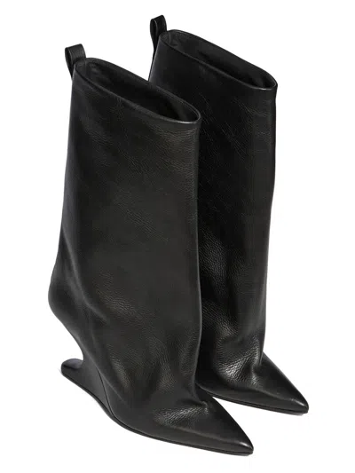 Rick Owens Cantilever Sharp Flared Boots In Black