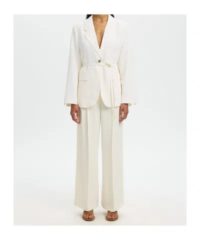 Selected Belted Oversized Blazer In Neutral