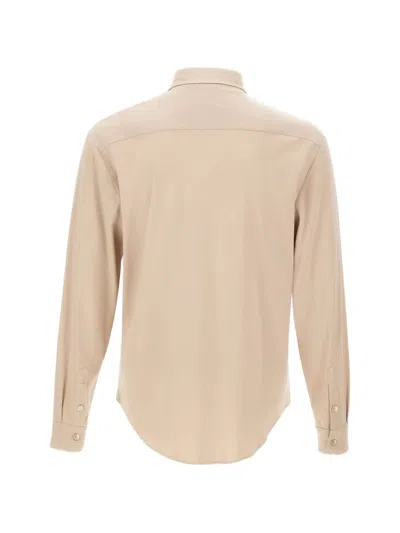 Eleventy Double-button Collar Shirt In Brown