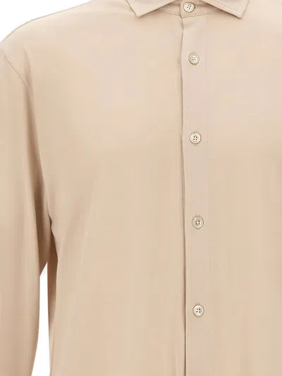 Eleventy Double-button Collar Shirt In Brown