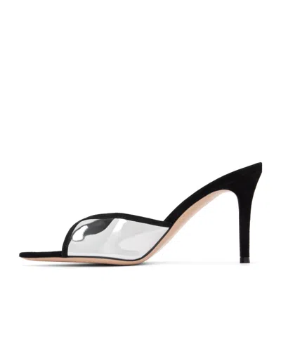 Gianvito Rossi 85mm Shiny Leather And Suede Pointed-toe Mules Sandals In Black