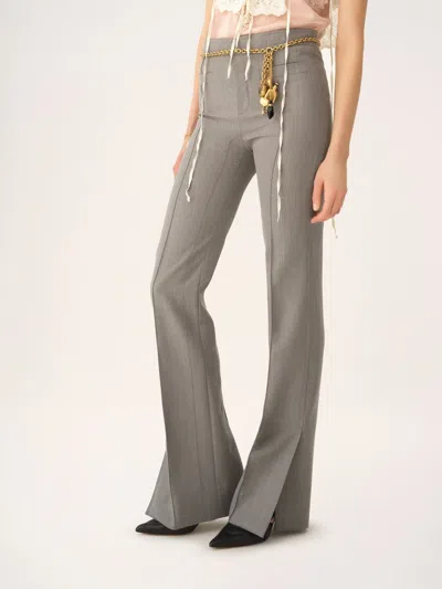Chloé Split-hem Wool Trousers In Gray