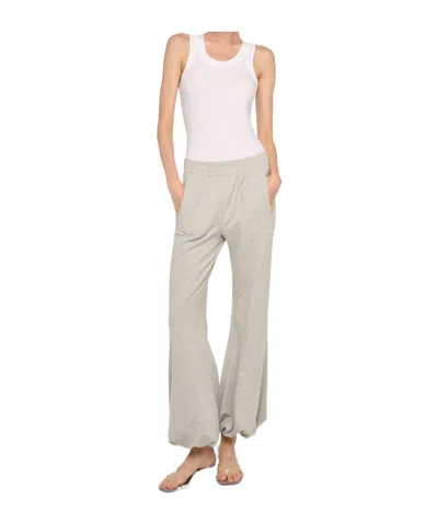 Norma Kamali Boyfriend Puff Jog Sweatpants Light Heather Grey In White