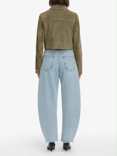 Frame Jeans The Bubble Crop Rapture Raw In Blue