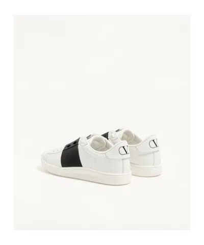 Valentino Blue Calf Leather Bos Taurus Low Top Sneakers In Black