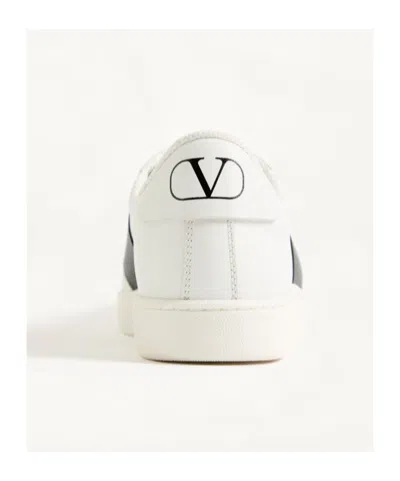 Valentino Blue Calf Leather Bos Taurus Low Top Sneakers In Black