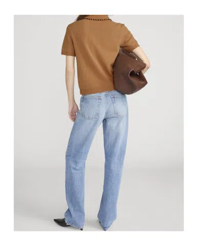 Frame Whipstitched Leather-trimmed Wool And Cashmere-blend Polo Shirt In Brown