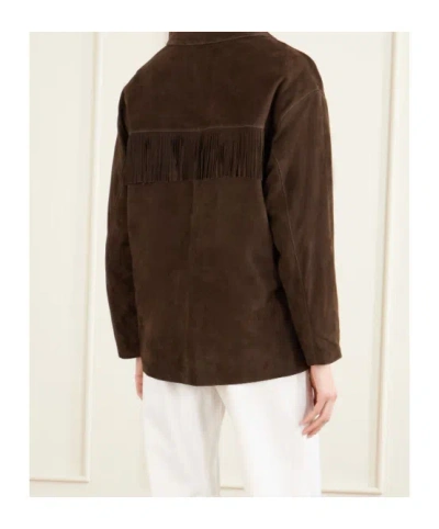 Nili Lotan Foudre Fringe-trimmed Suede Jacket In Burgundy