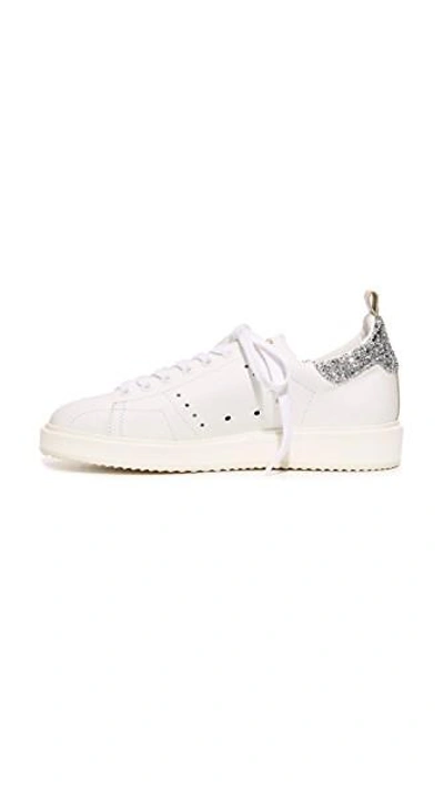 Shop Golden Goose Starter Sneakers In White/silver Glitter