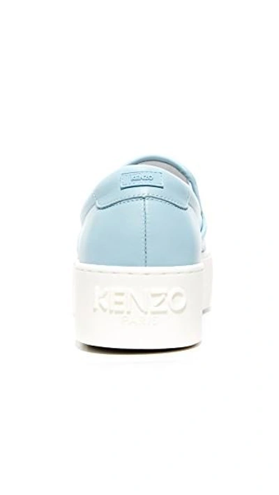 Shop Kenzo Tiger Platform Slip Ons In Light Blue