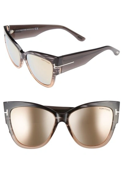 Shop Tom Ford Anoushka 57mm Gradient Cat Eye Sunglasses In Grey Gradient/ Brown Pink