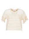 SEE BY CHLOÉ See By Chloé Fringed T-shirt,SJH28S093SG9