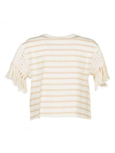 Shop See By Chloé Fringed T-shirt In Cream