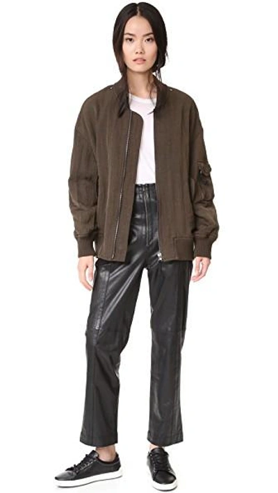Shop Helmut Lang Detachable Faux Fur Bomber Jacket In Olive