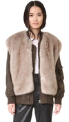 HELMUT LANG Detachable Faux Fur Bomber Jacket