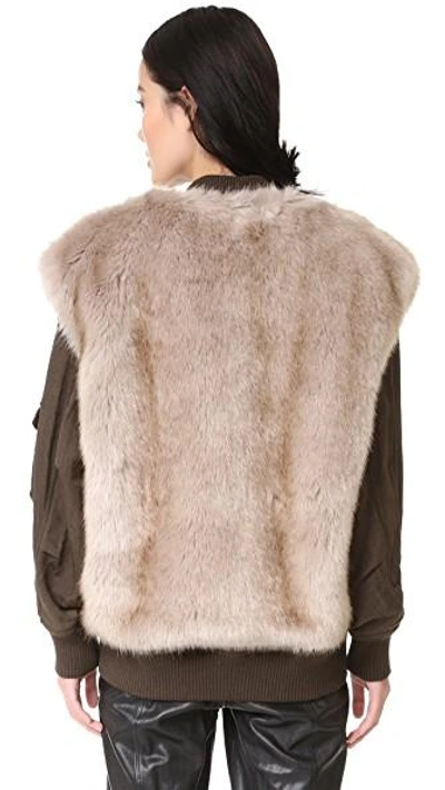 Shop Helmut Lang Detachable Faux Fur Bomber Jacket In Olive
