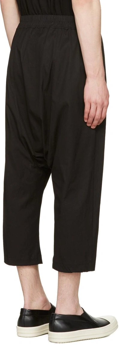 Shop Rick Owens Black Cropped Drawstring Trousers