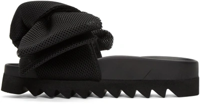 Shop Joshua Sanders Black Bow Slide Sandals