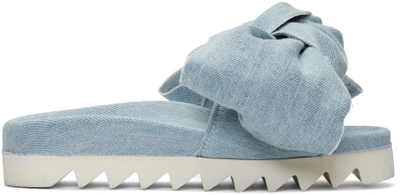 Shop Joshua Sanders Blue Denim Bow Slide Sandals