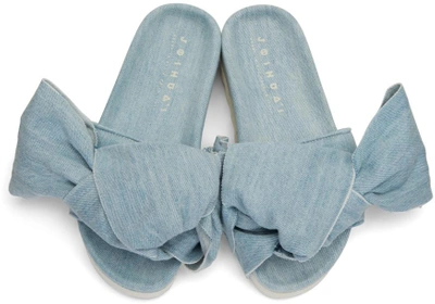 Shop Joshua Sanders Blue Denim Bow Slide Sandals