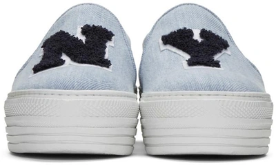 Shop Joshua Sanders Blue 'ny' Double Slip-on Sneakers