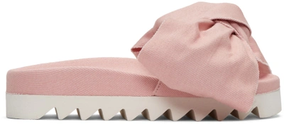 Joshua Sanders Pink Denim Bow Slide Sandals In Rose