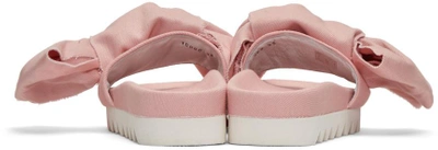 Shop Joshua Sanders Pink Denim Bow Slide Sandals
