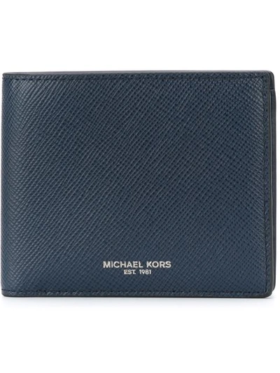Michael Kors Harrison Leather Billfold Wallet In Navy