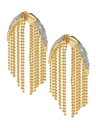 Alexis Bittar Solanales Crystal Fringed Front To Back Earrings In Gold