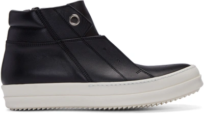 Rick Owens Island Dunk Leather High Top Sneakers, Black In Black