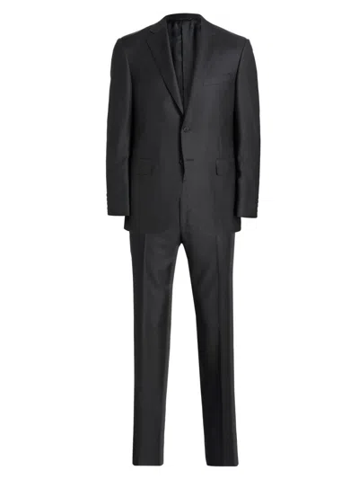 Canali Single-breasted Wool Suit In Blue