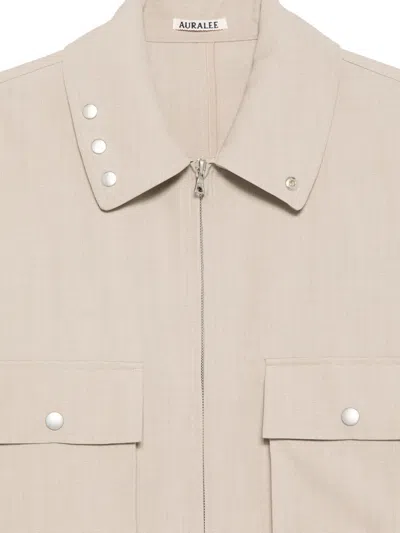 Auralee Flap-pocket Coat In Neutral