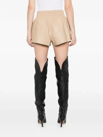 Balmain Leather Shorts In Neutral