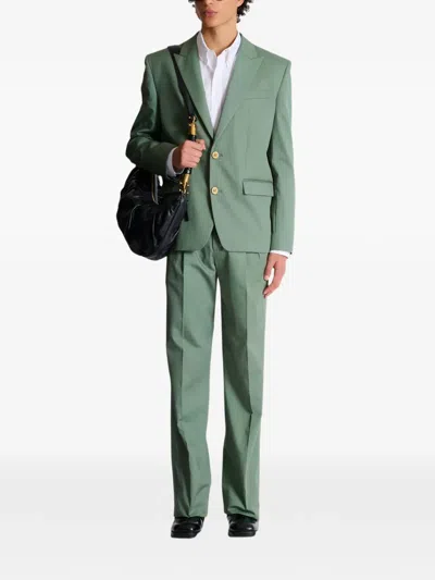 Balmain Single-breasted Peak-lapel Blazer In Green